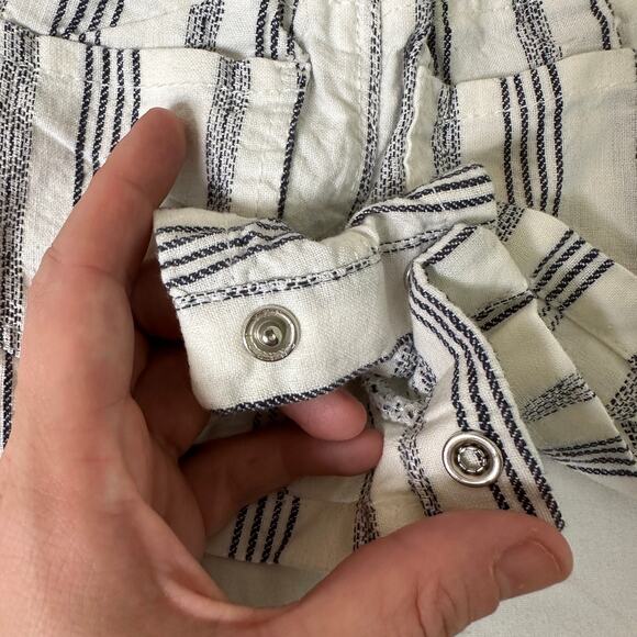 NWT OshKosh B'gosh White & Navy Striped Fabric Overalls Sz 12 Mo - Picture 5 of 7